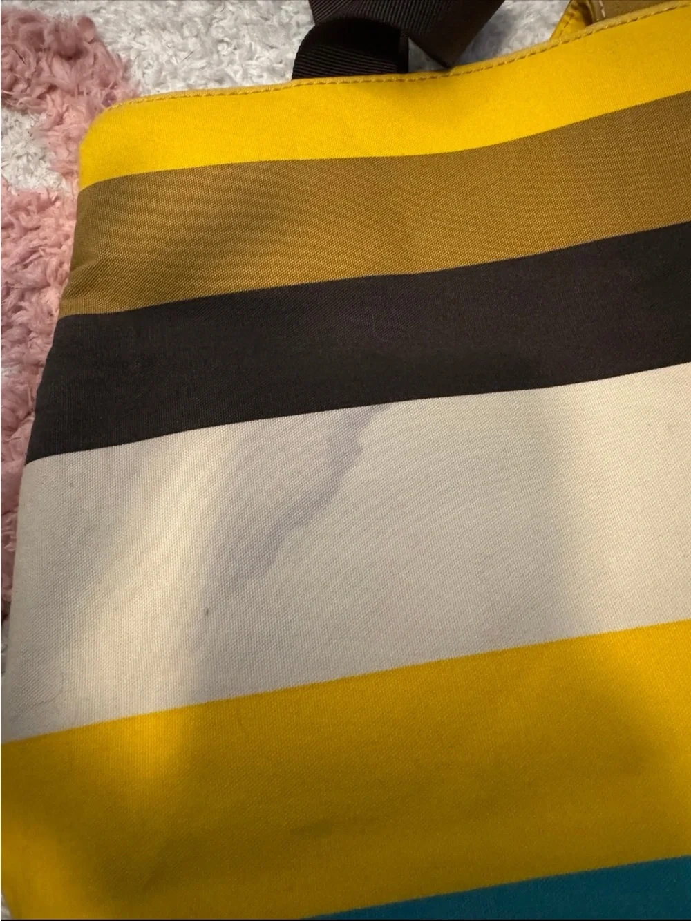 kate spade Striped Tote in Yellow, Teal, Brown and Cream